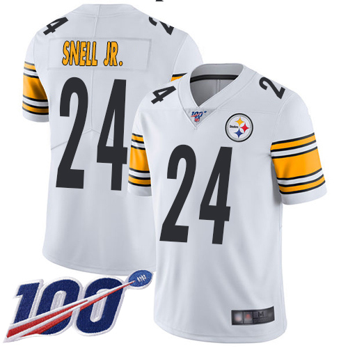 Men Pittsburgh Steelers Football 24 Limited White Benny Snell Jr. Road 100th Season Vapor Untouchable Nike NFL Jersey